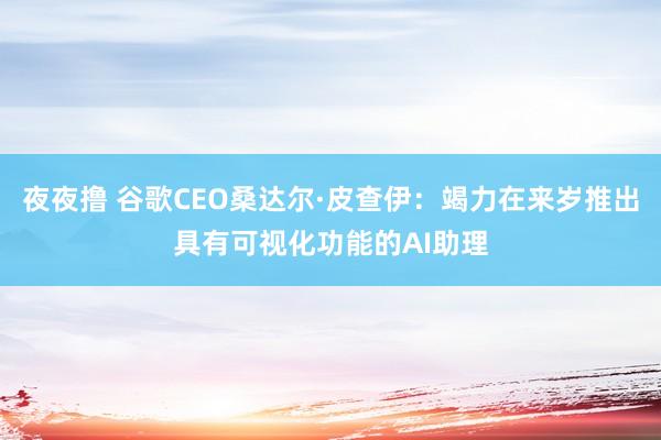 夜夜撸 谷歌CEO桑达尔·皮查伊：竭力在来岁推出具有可视化功能的AI助理
