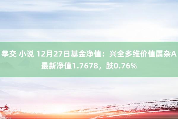 拳交 小说 12月27日基金净值：兴全多维价值羼杂A最新净值1.7678，跌0.76%
