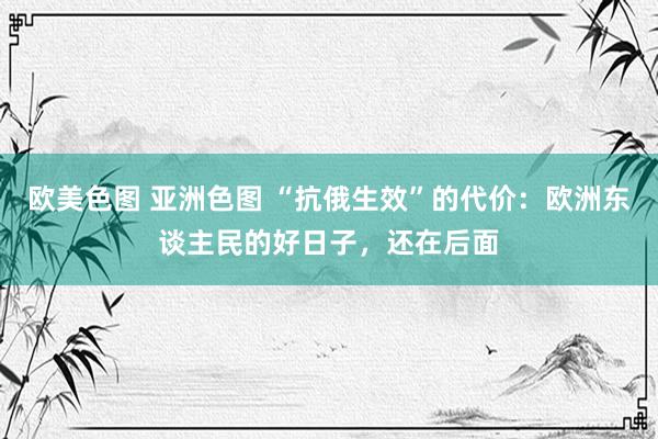 欧美色图 亚洲色图 “抗俄生效”的代价：欧洲东谈主民的好日子，还在后面