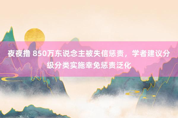 夜夜撸 850万东说念主被失信惩责，学者建议分级分类实施幸免惩责泛化