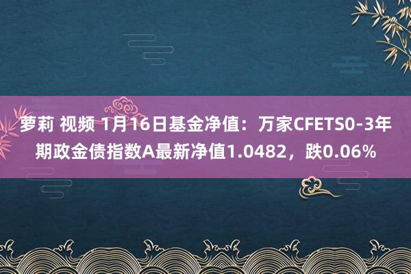 萝莉 视频 1月16日基金净值：万家CFETS0-3年期政金债指数A最新净值1.0482，跌0.06%