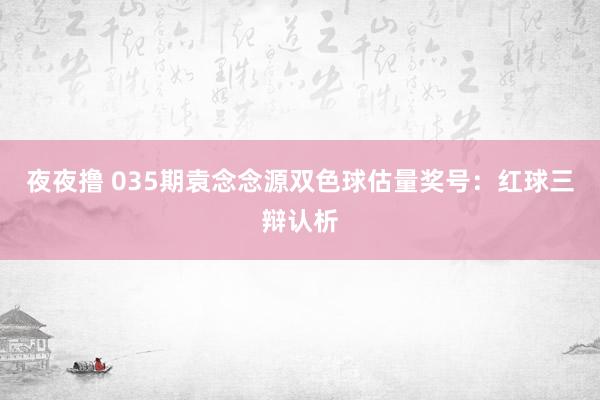 夜夜撸 035期袁念念源双色球估量奖号：红球三辩认析