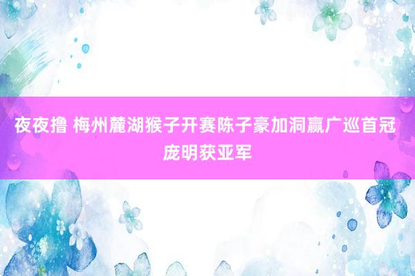 夜夜撸 梅州麓湖猴子开赛陈子豪加洞赢广巡首冠 庞明获亚军